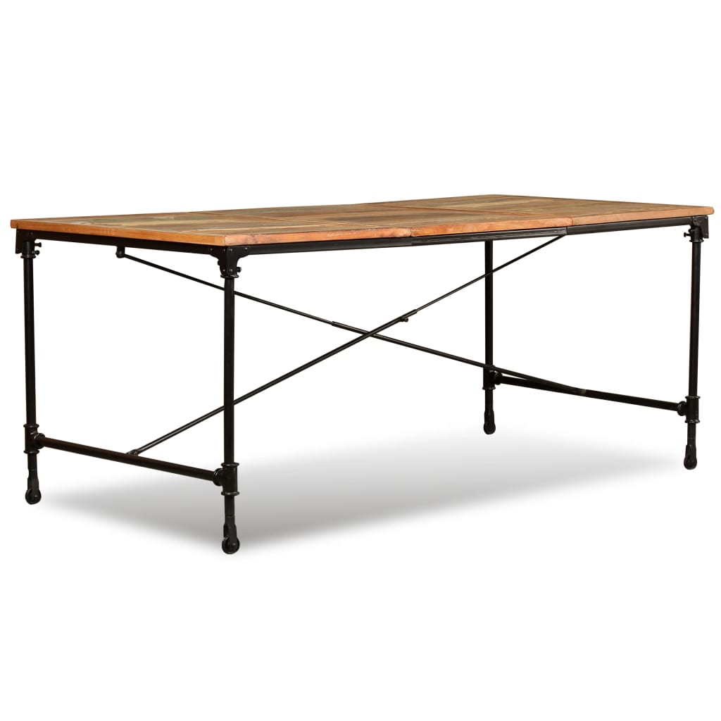 Dining Table Multicolor Solid reclaimed wood and powder-coated steel