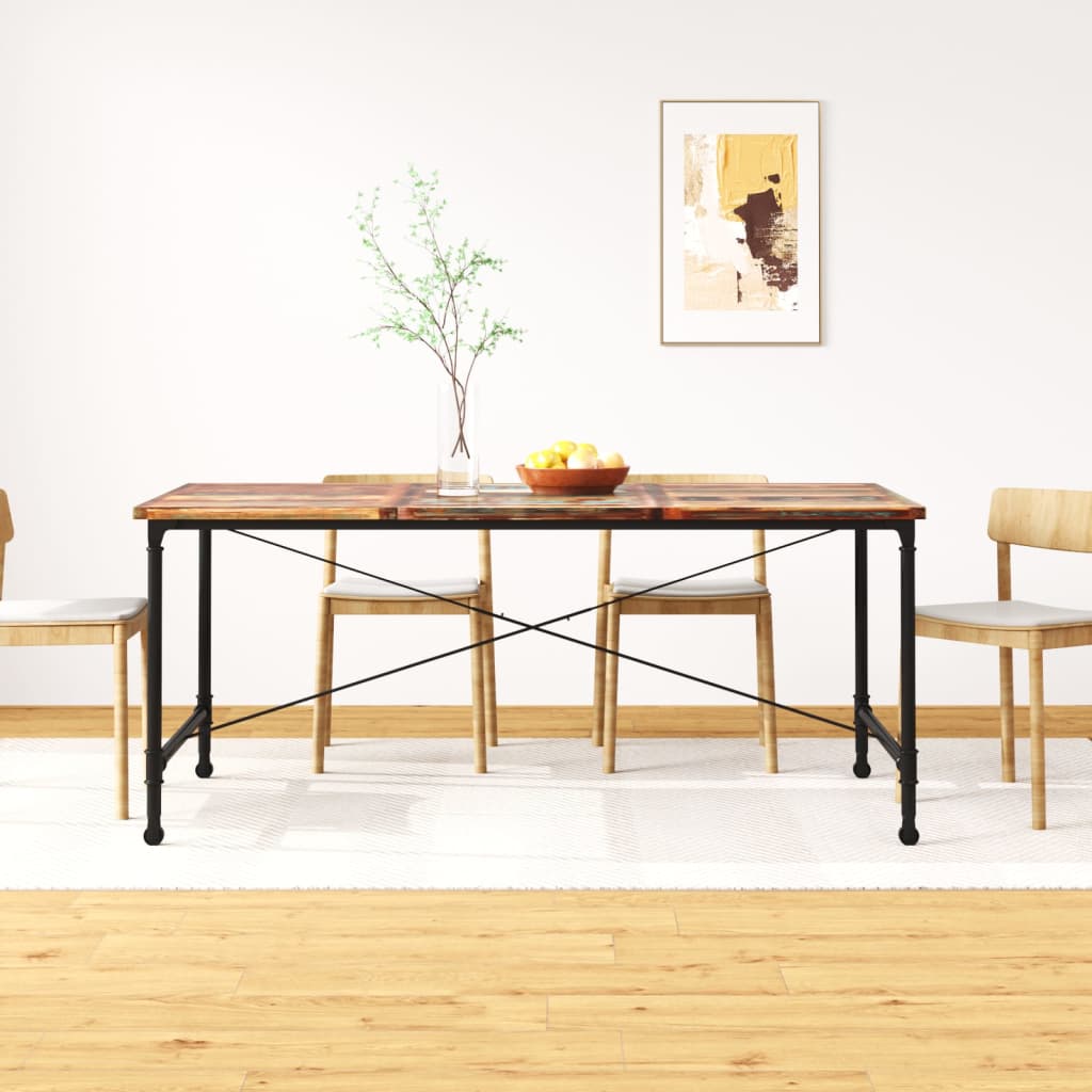 Dining Table Multicolor Solid reclaimed wood and powder-coated steel