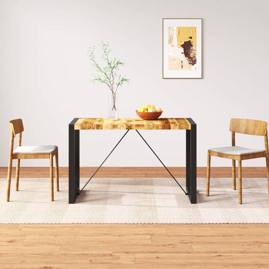 Dining Table Brown and Black Solid rough mango wood 47.2 in