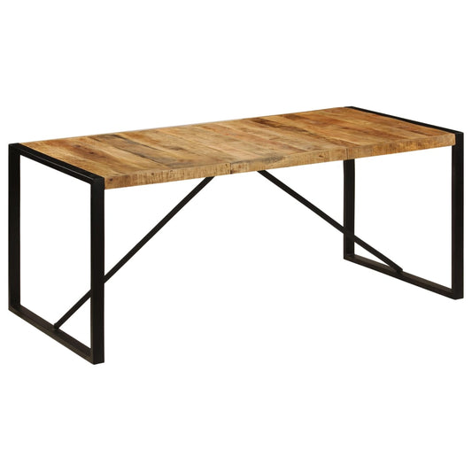 Dining Table | Brown and Black | Rough Mango Wood | Medium | Industrial