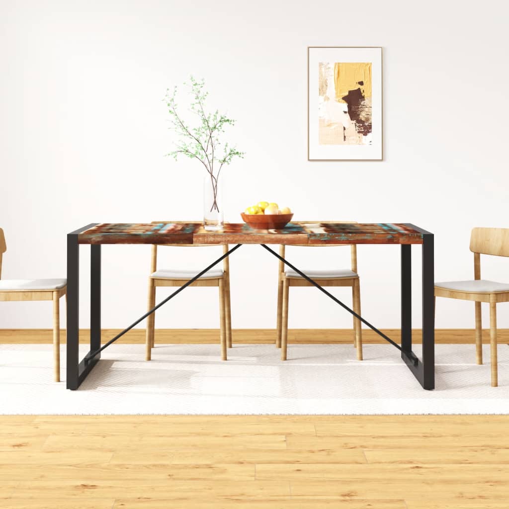 vidaXL Dining Table Multicolour Reclaimed Wood 70.9 in Durable