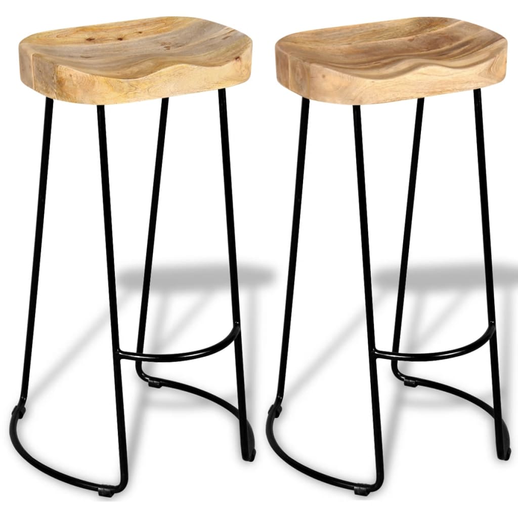 Bar Stools 2 pcs Solid Mango Wood