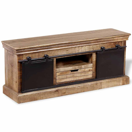 244019 vidaXL TV Cabinet with 2 Sliding Doors Solid Mango Wood 110x30x45 cm