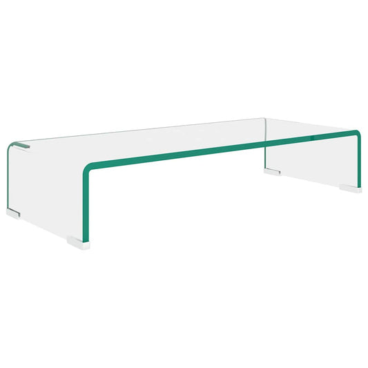 TV Stand | Clear | Tempered Glass, Plastic | 60 x 25 x 11 cm | Ergonomic
