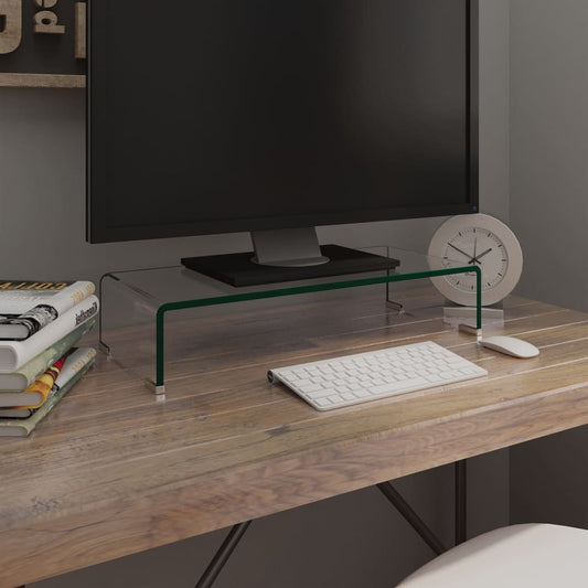 TV Stand | Clear | Tempered Glass, Plastic | 60 x 25 x 11 cm | Ergonomic