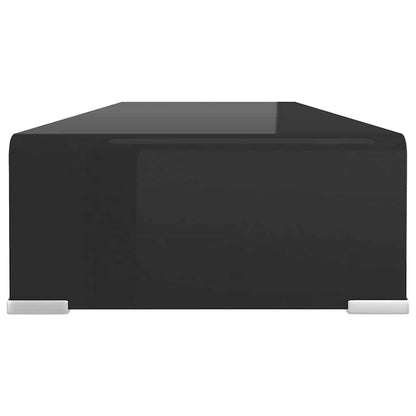TV Stand | Black | Tempered glass | 80 cm x 30 cm x 13 cm | Sleek