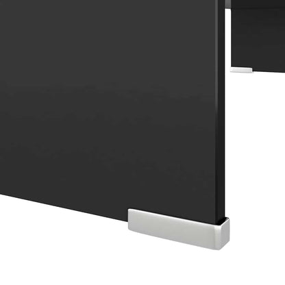 TV Stand | Black | Tempered glass | 80 cm x 30 cm x 13 cm | Sleek