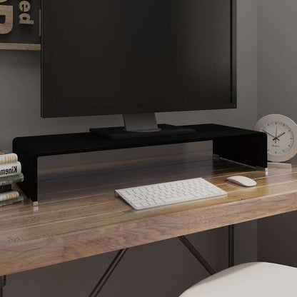 TV Stand | Black | Tempered glass | 80 cm x 30 cm x 13 cm | Sleek
