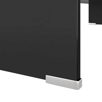 TV Stand | Black | Tempered Glass, Plastic | Medium | Glass surface