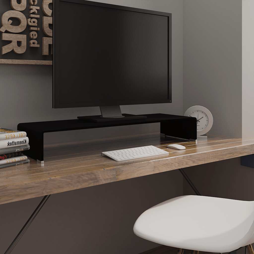 TV Stand | Black | Tempered Glass, Plastic | Medium | Glass surface