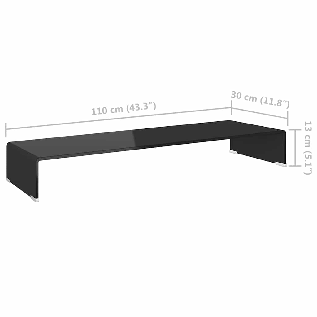 TV Stand | Black | Tempered Glass | Medium | Sleek | TV Stand