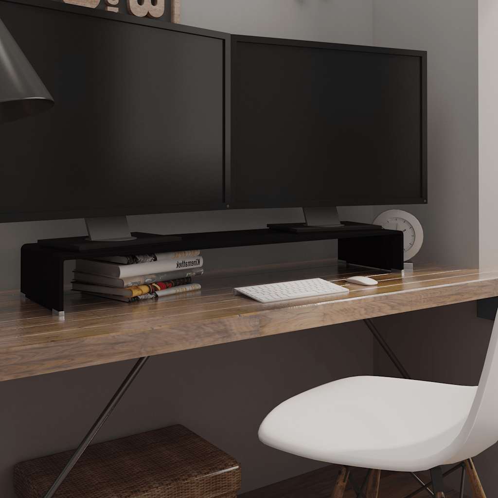 TV Stand | Black | Tempered Glass | Medium | Sleek | TV Stand