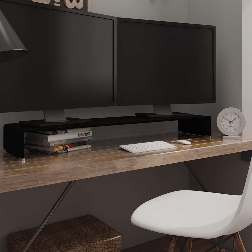 TV Cabinet | Black | Tempered glass, plastic | 120x30x13 cm | TV Cabinet