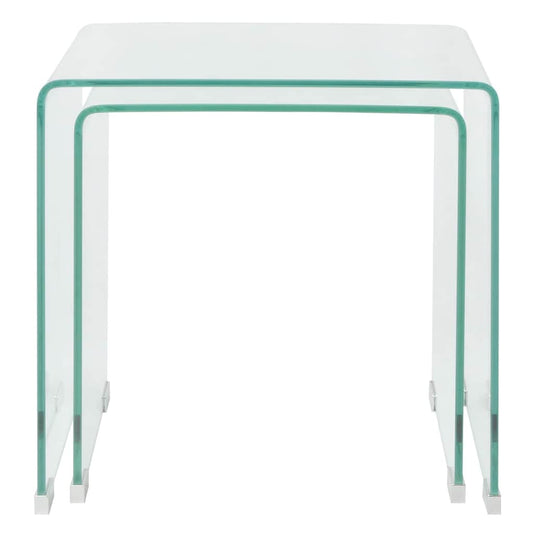 244191 vidaXL Two Piece Nesting Table Set Tempered Glass Clear