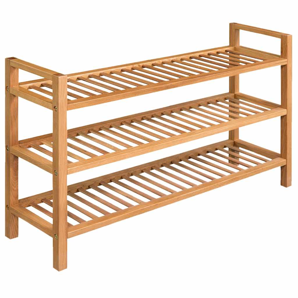 Shoe Rack with 3 Shelves Solid Oak Wood 39.4"x10.6"x23.6