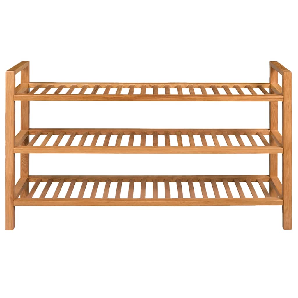 Shoe Rack with 3 Shelves Solid Oak Wood 39.4"x10.6"x23.6