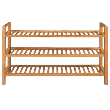 Shoe Rack with 3 Shelves Solid Oak Wood 39.4"x10.6"x23.6