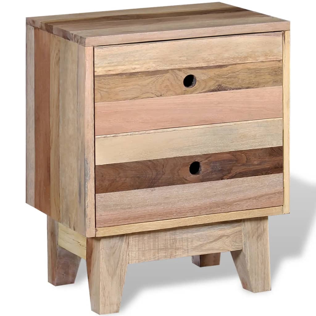 Bedside Cabinet Beige Solid reclaimed wood Small Storage