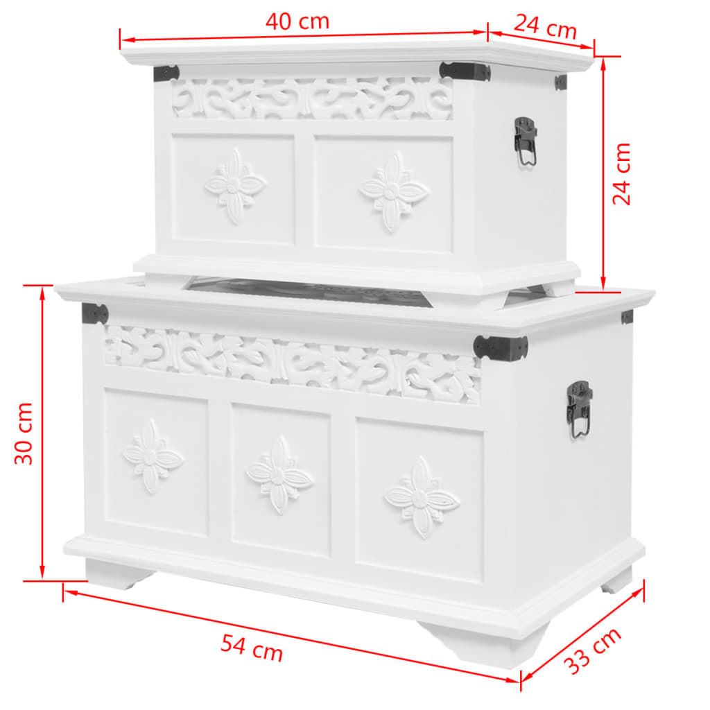 Storage Chest | White | MDF and Solid Pine wood | Large and Small