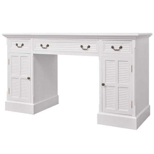 Double Pedestal Desk | White | MDF and pinewood | Medium | Computer Desk