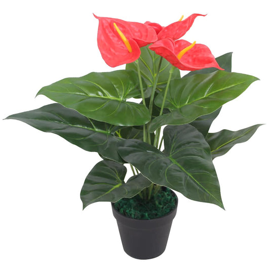 Artificial Plant | Red and yellow flowers, green leaves