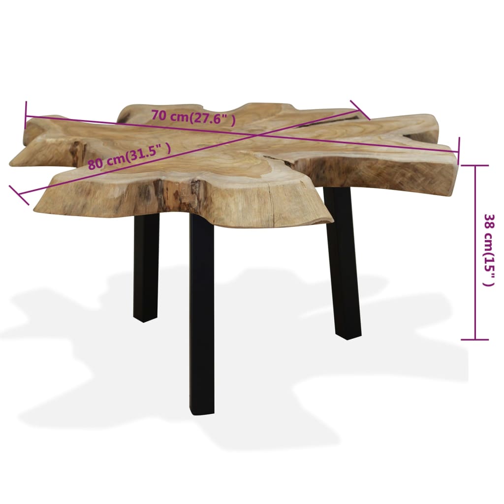 Coffee Table | Natural Teak | Genuine Teak | 80x70x38 cm | Durable