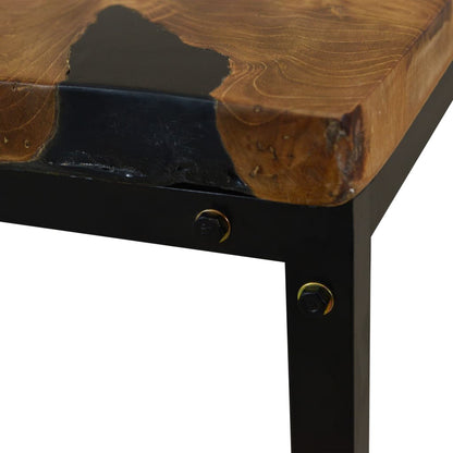 vidaXL Coffee Table Black and Brown Teak Wood and Resin 43.3x23.6x15.7 in