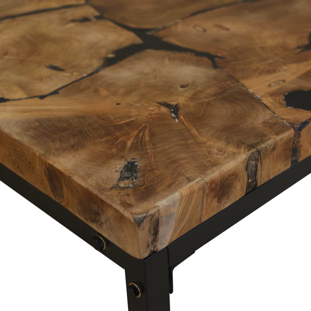 vidaXL Coffee Table Black and Brown Teak Wood and Resin 43.3x23.6x15.7 in