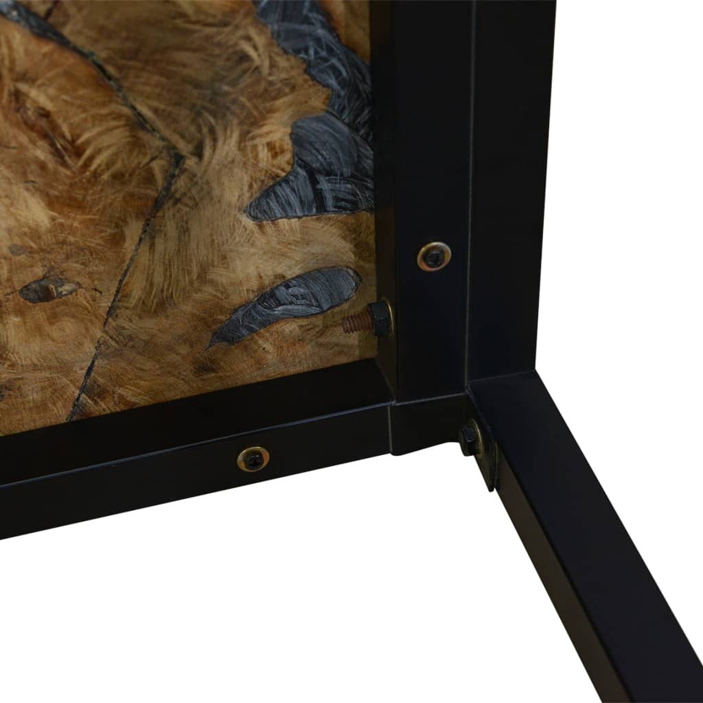 vidaXL Coffee Table Black and Brown Teak Wood and Resin 43.3x23.6x15.7 in