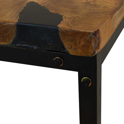 Coffee Table Teak Resin 60x60x40 cm Black and Brown