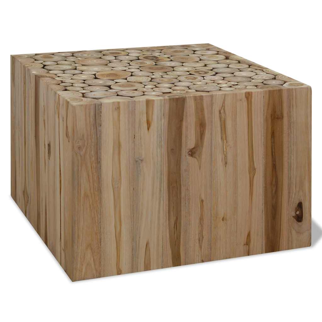 Coffee Table | Beige | Genuine teak wood | 50x50x35 cm | Durable