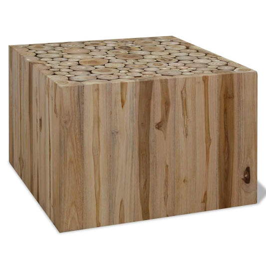 Coffee Table | Beige | Genuine teak wood | 50x50x35 cm | Durable