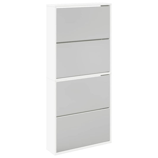 Shoe Rack | White | Engineered wood, mirror | 63x17x134 cm | Shoe Cabinet