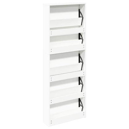 Shoe Cabinet 5-Layer Mirror White 63x17x169.5 cm