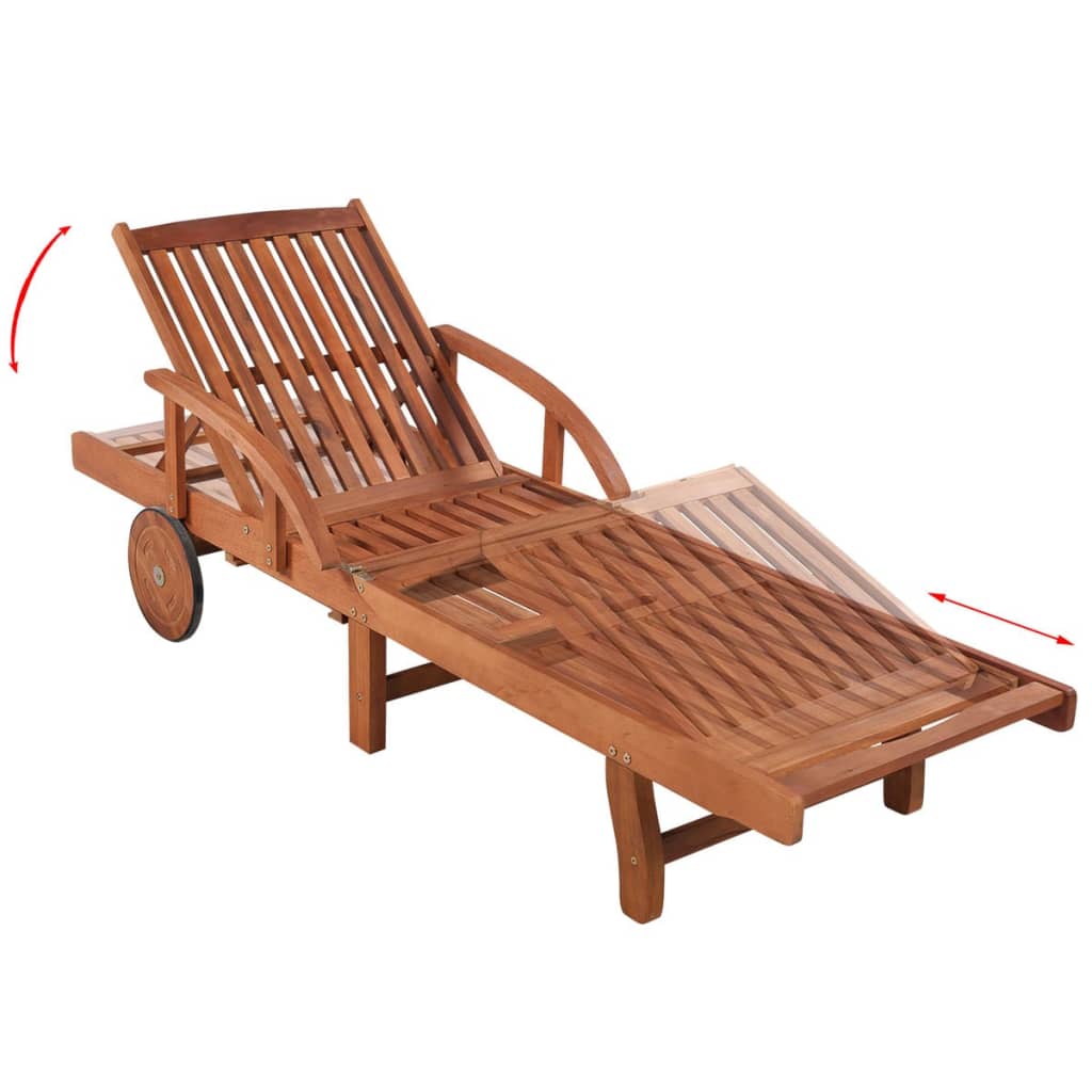 Sun Lounger And Table | Brown | Solid acacia wood | Standard