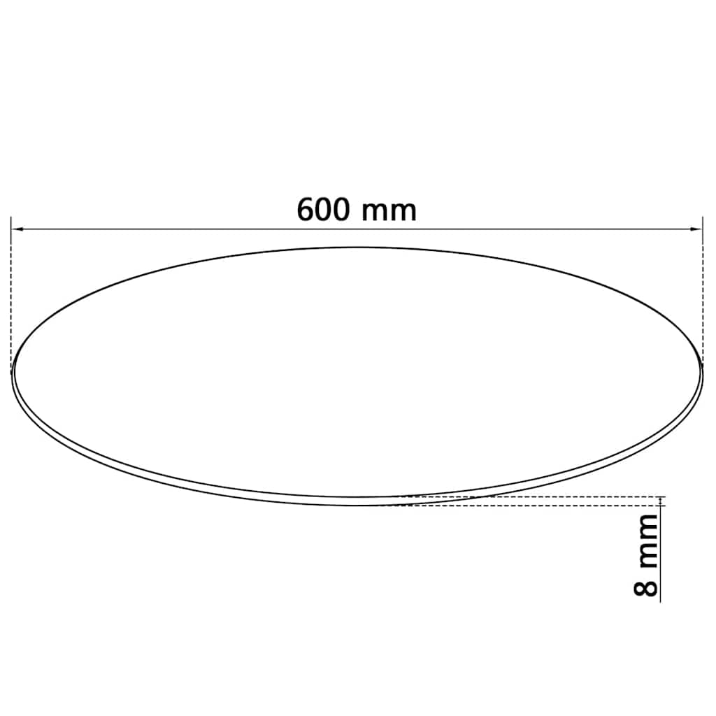 Table Top | Black | Tempered Glass | 600 mm Diameter | Heat-resistant