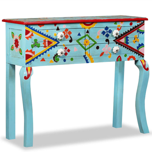 Console Table | Multicolour (Blue tone) | Solid Mango Wood | Small