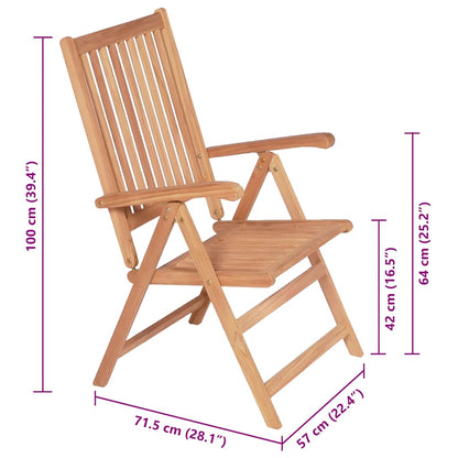 Reclining Patio Chairs 2 pcs Solid Teak Wood