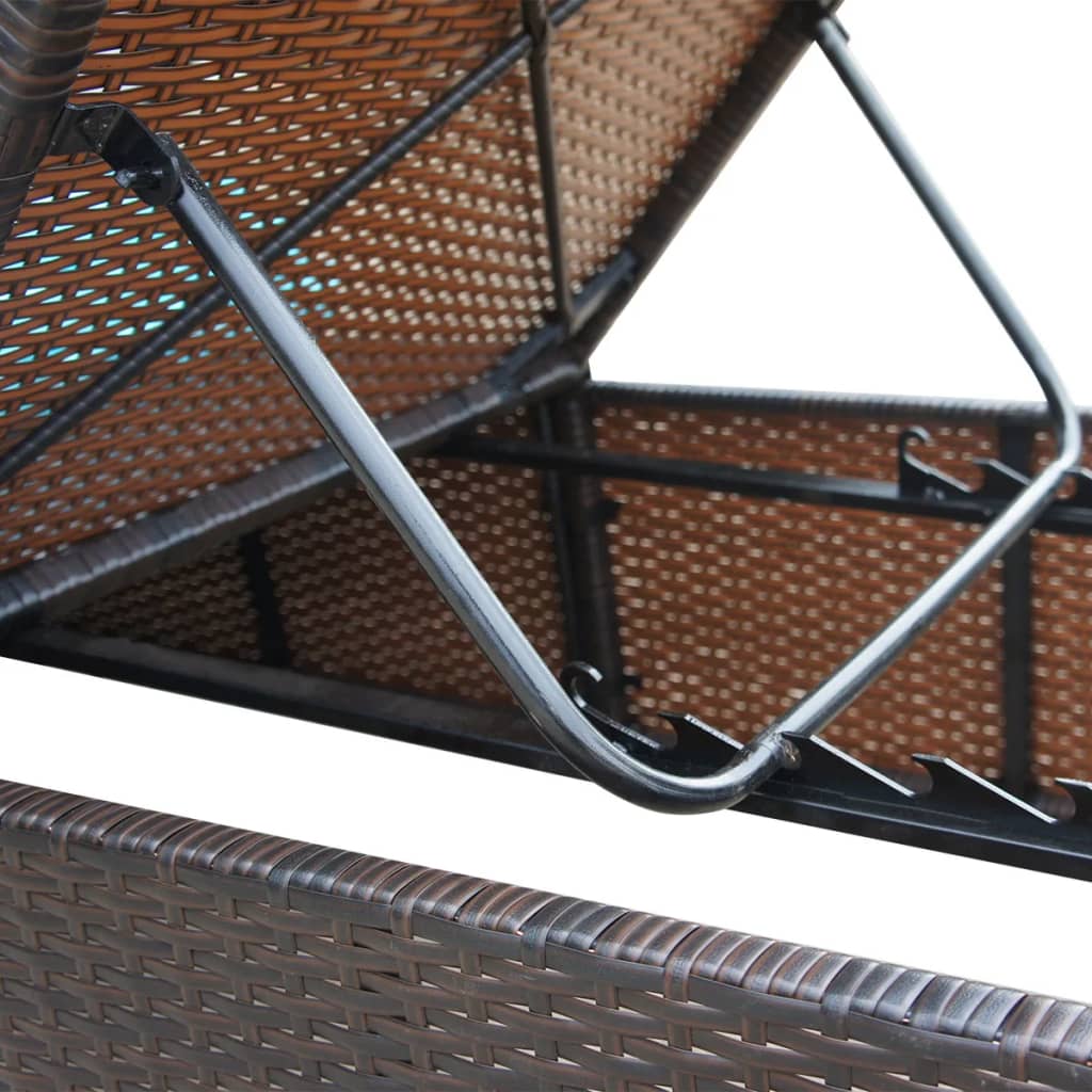 Sun Loungers 2 pcs with Table Poly Rattan Brown