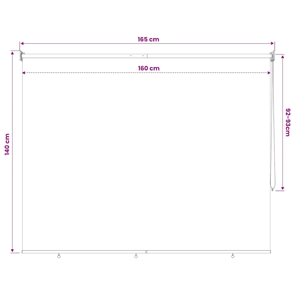 Outdoor Roller Blind 165(W)x140(H) cm Beige