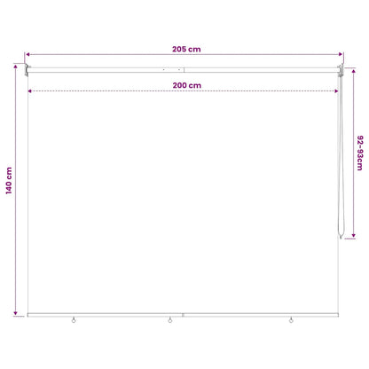 Outdoor Roller Blind 205(W)x140(H) cm Beige