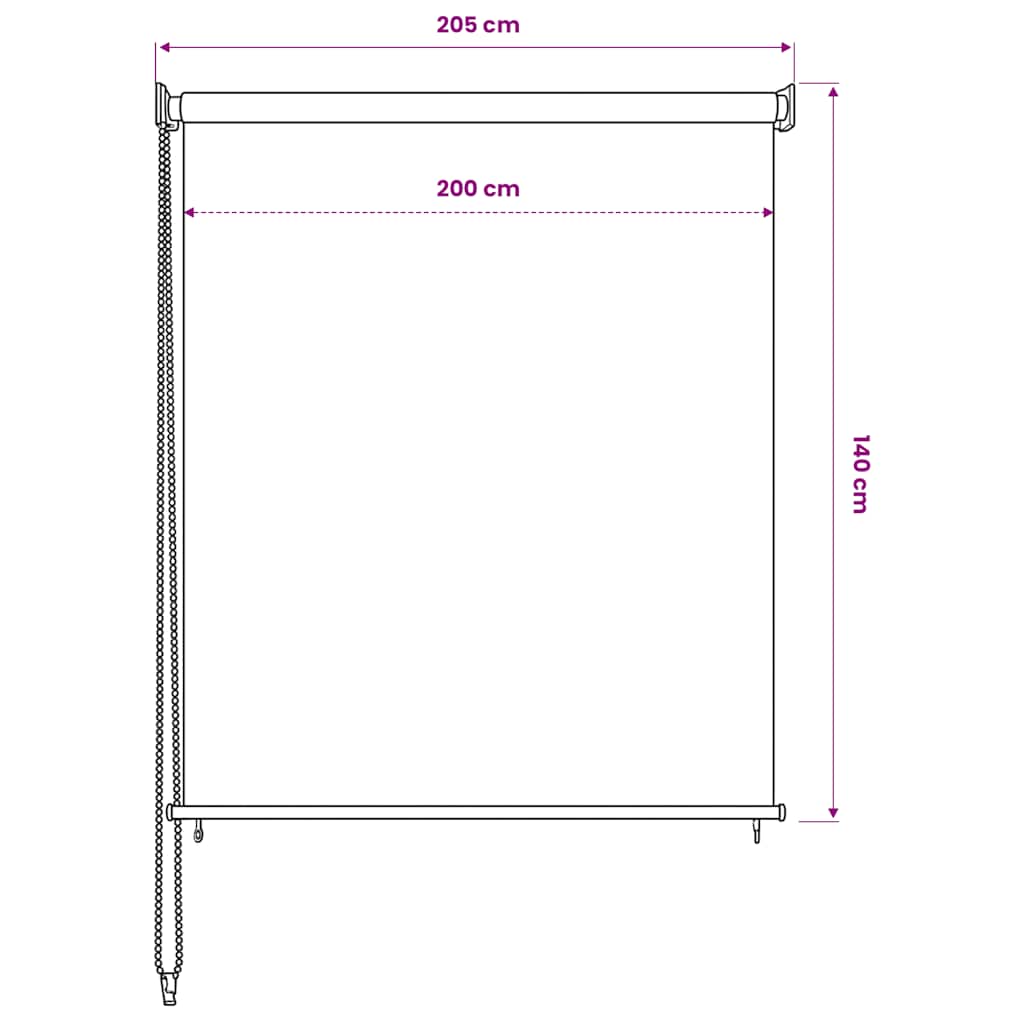 Outdoor Roller Blind 205(W)x140(H) cm Beige