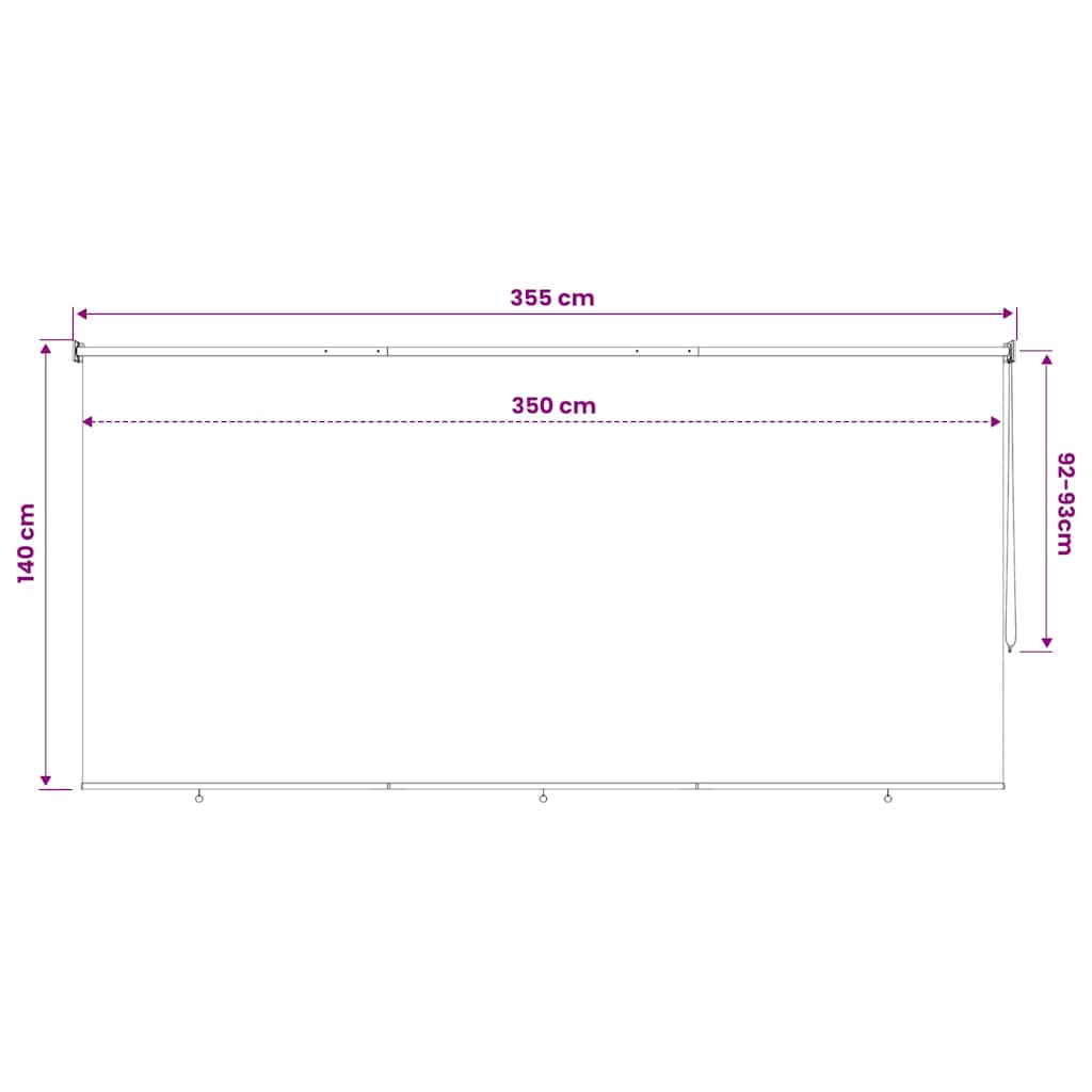 Outdoor Roller Blind 355(W)x140(H) cm Beige
