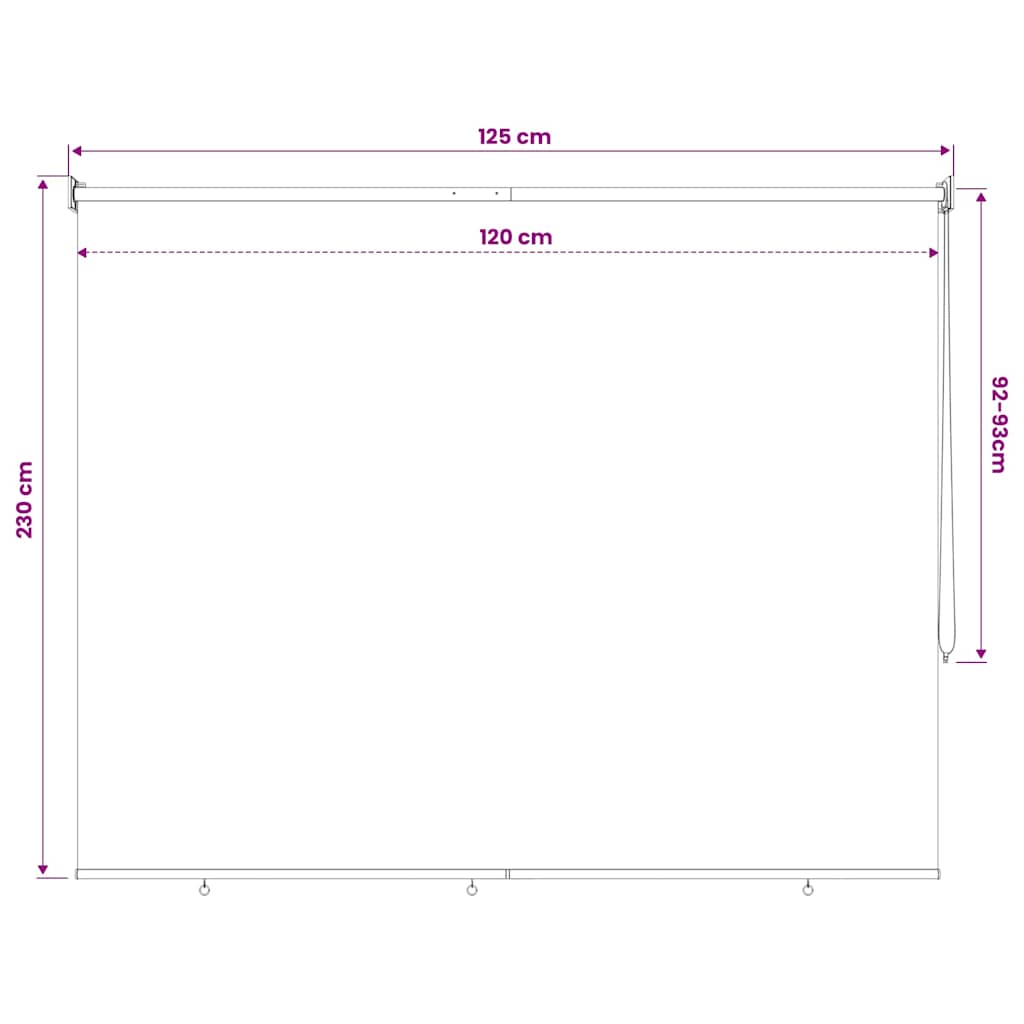 Outdoor Roller Blind 125(W)x230(H) cm Beige