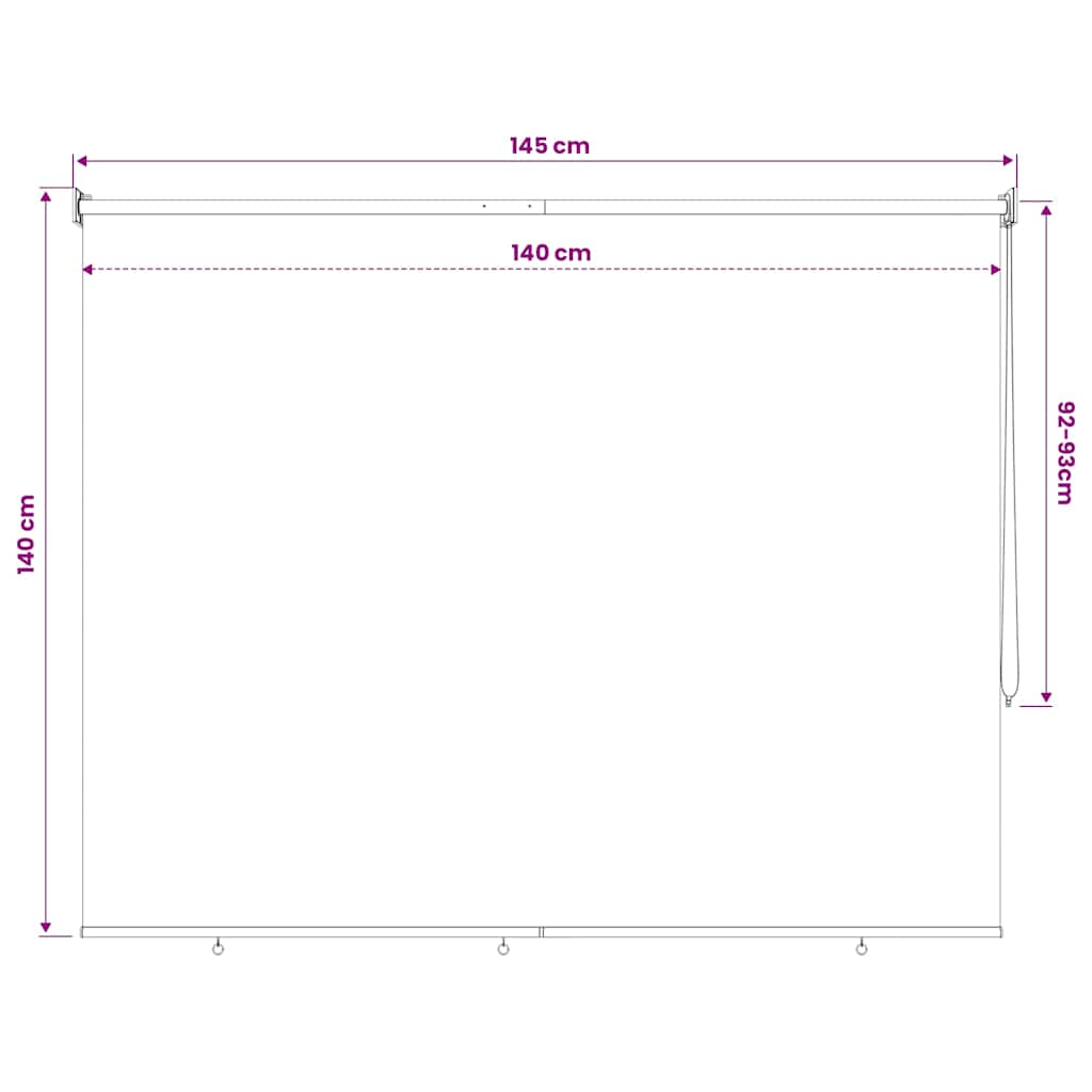 Outdoor Roller Blind 145(W)x140(H) cm Cream