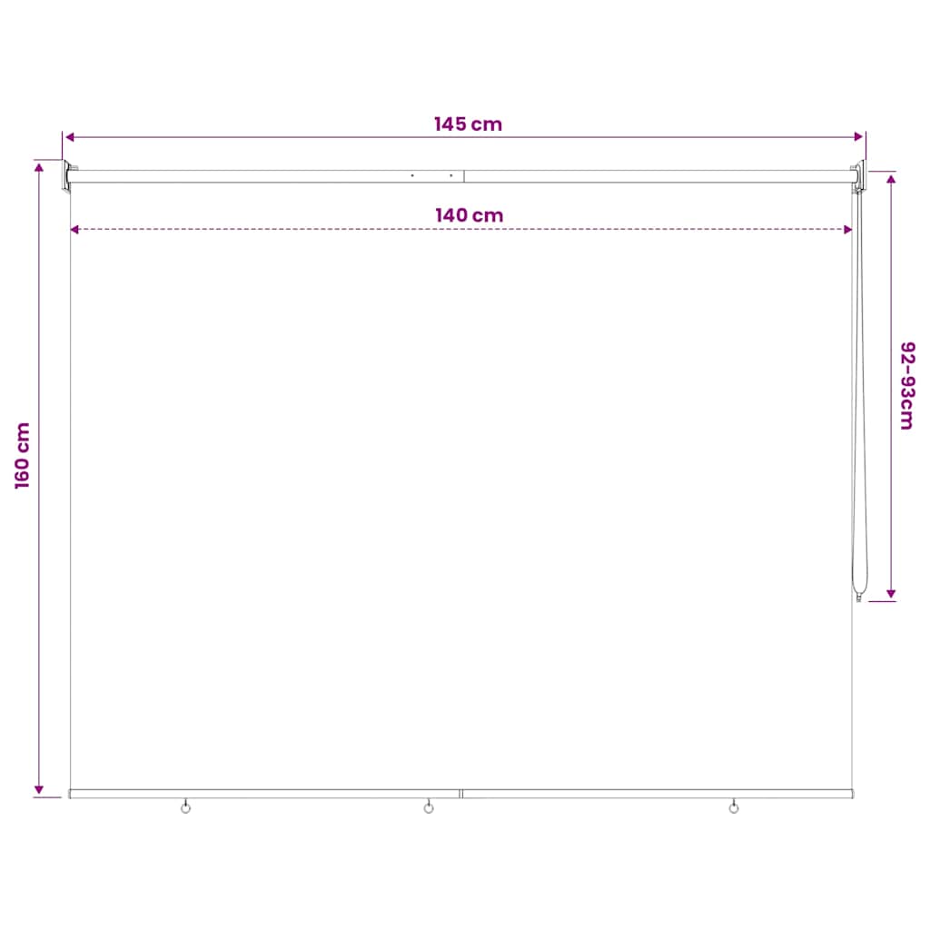 Outdoor Roller Blind 165(W)x140(H) cm Cream