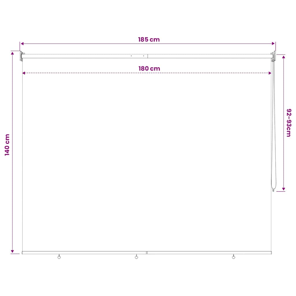 Outdoor Roller Blind 185(W)x140(H) cm Cream