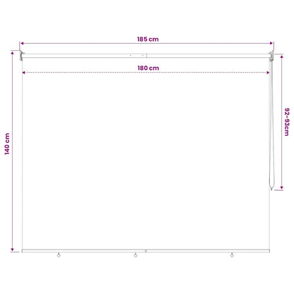 Outdoor Roller Blind 185(W)x140(H) cm Cream