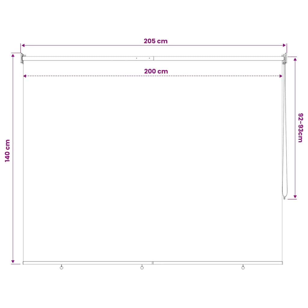 Outdoor Roller Blind 205(W)x140(H) cm Cream