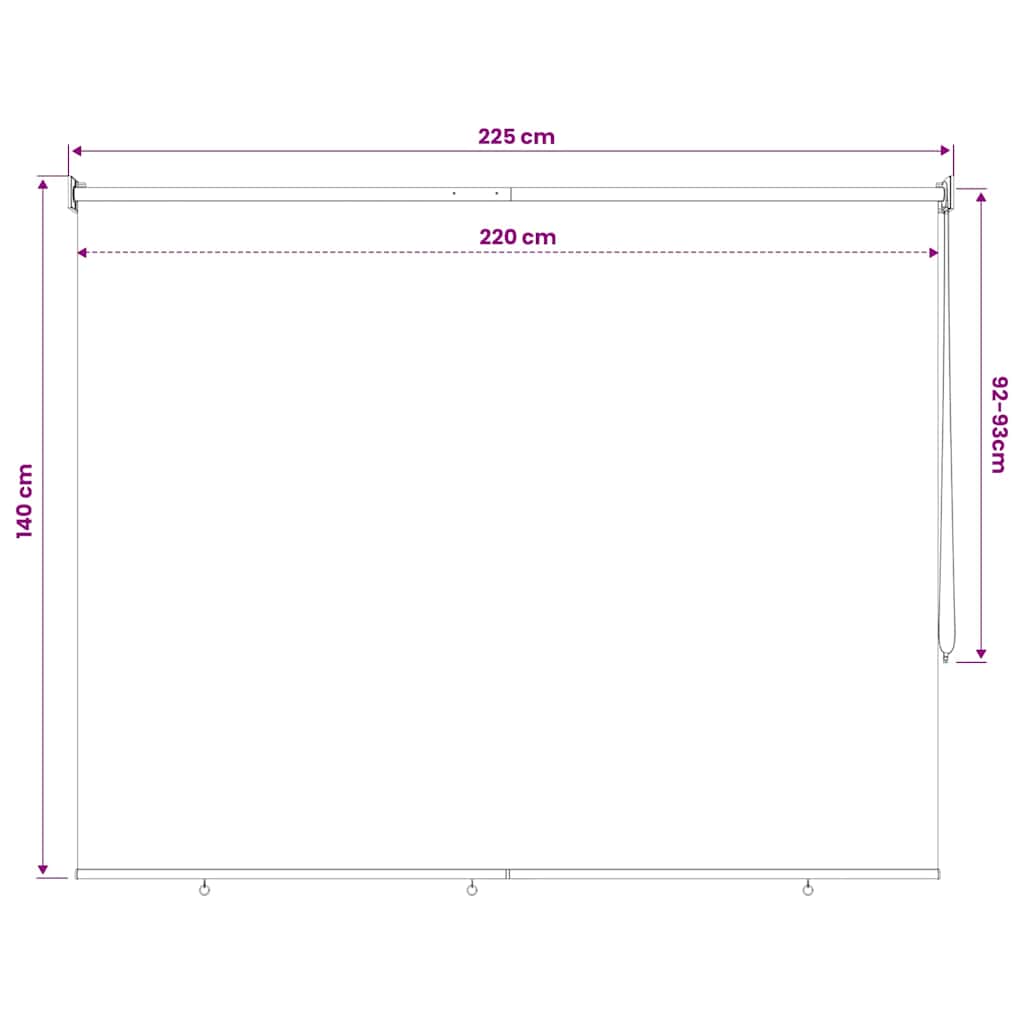 Outdoor Roller Blind 225(W)x140(H) cm Cream